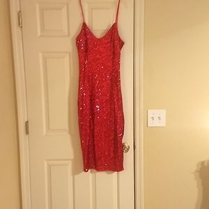 Red sequin dress, perfect for Christmas parties!